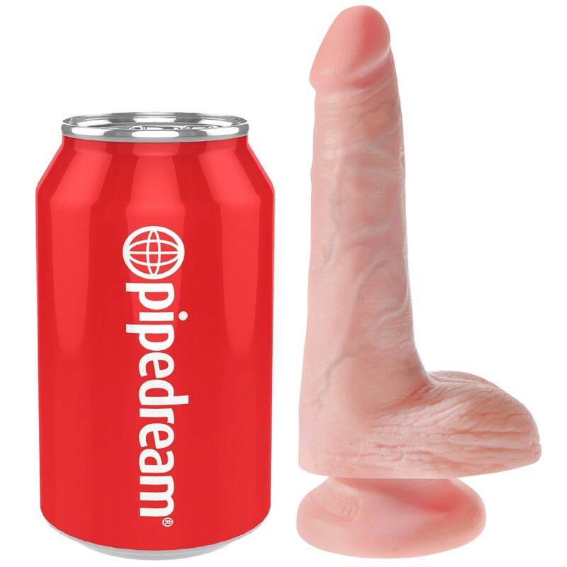 Realistické připínací dildo KING COCK s varlaty, 13,5 cm