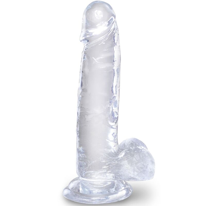 KING COCK Clear průhledné dildo s varlaty