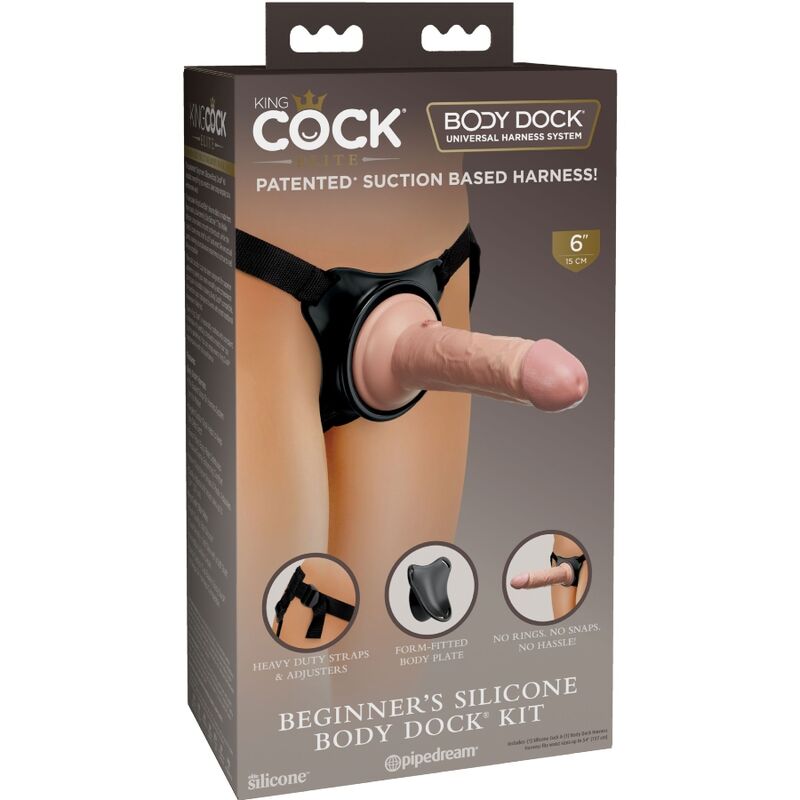 KING COCK Elite sada pro strap on s nastavitelným postrojem a dildem