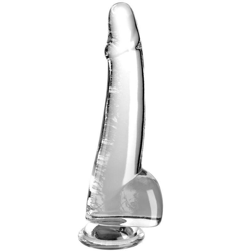 Transparentní dildo KING COCK Clear s varlaty
