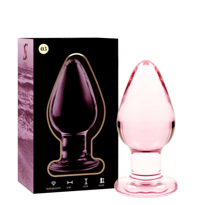 Anální kolík z borosilikátového skla, růžový, 11 cm