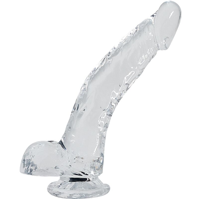 Průhledné realistické dildo 22 cm s texturou pro intenzivní penetraci ALIVE