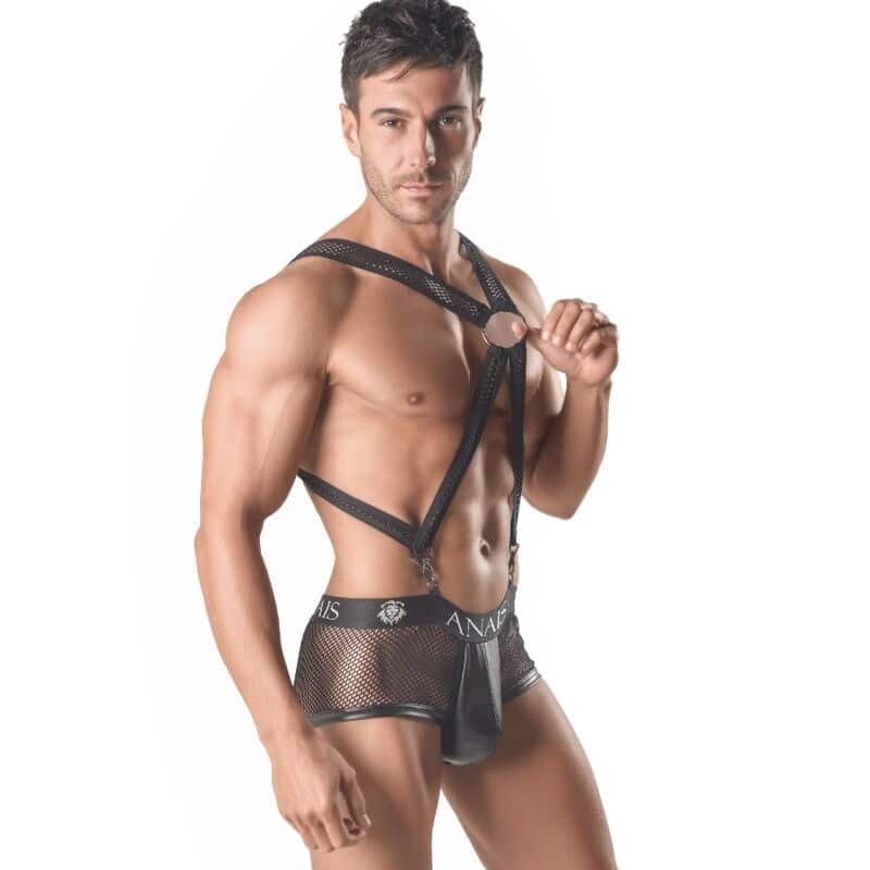 Nastavitelný pánský harness na tělo s uchycením kolem boků, černý, velikost L XL ANAIS MEN