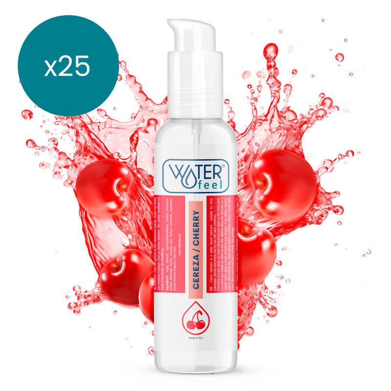 Třešňový lubrikační gel na vodní bázi s dlouhotrvajícím účinkem 175 ml, balení 25 ks WATERFEEL