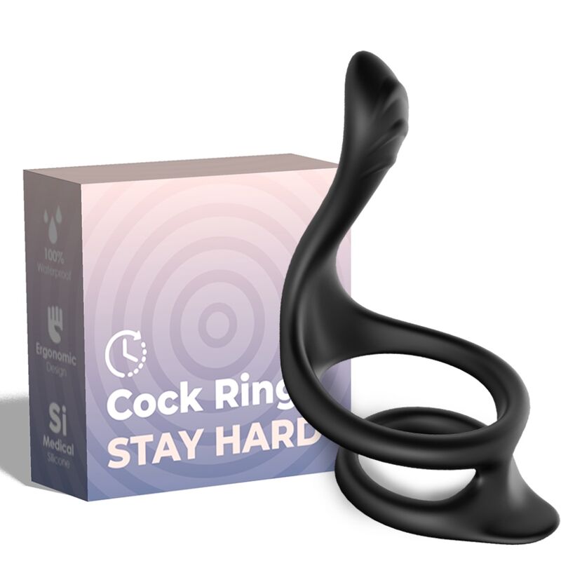 ARMONY Tail Double Anal Ring: černý penisový kroužek bez vibrací