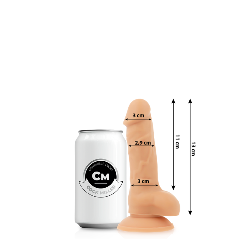 Realistický silikonový dildo 13 cm s dvojitou hustotou a ohebnou konstrukcí COCK MILLER