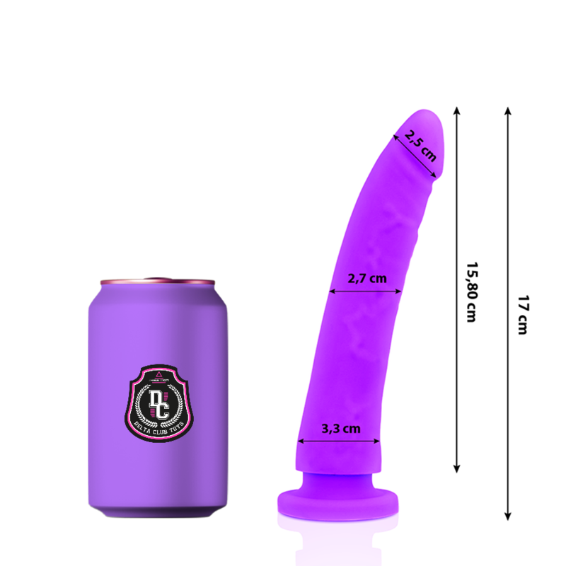 Silikonové dildo DeltaClub, šeříkové, 17 cm