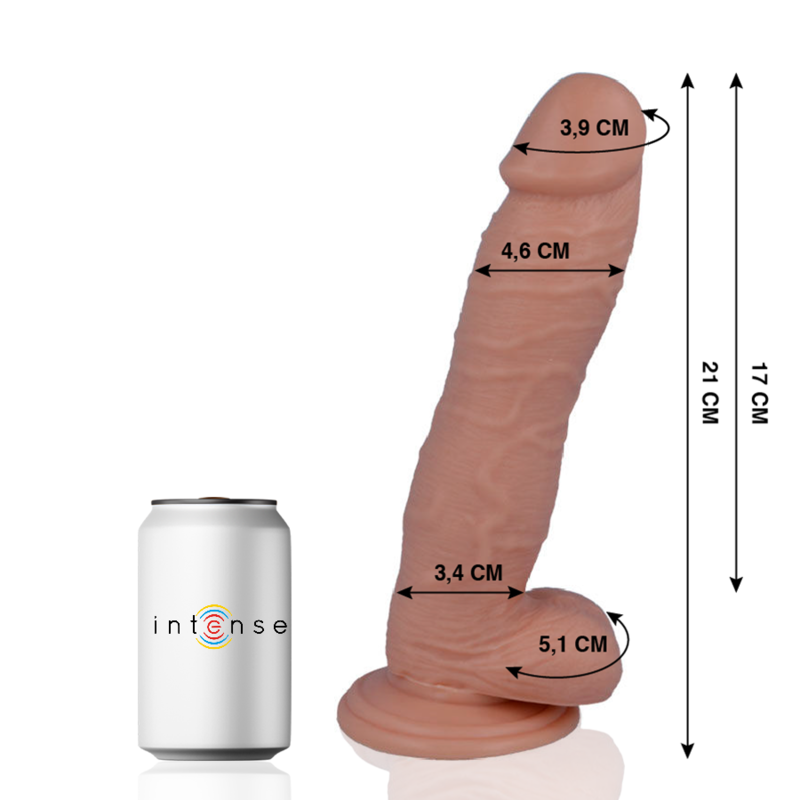 Realistický dildo 21 cm se silnou přísavkou a povrchem podobným pokožce MR INTENSE