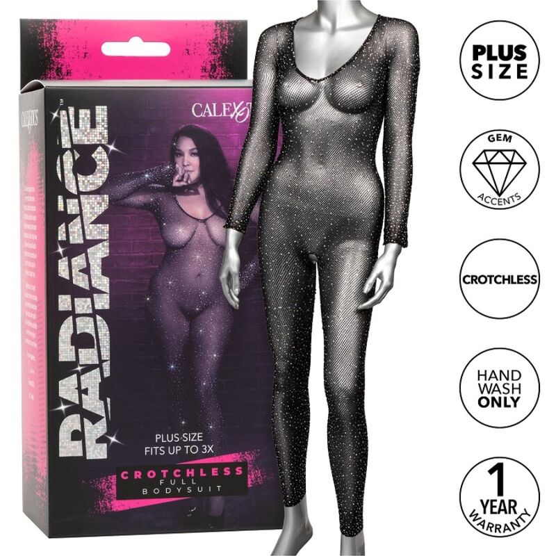 Síťované body ouvert ve větší velikosti se štrasovými kamínky pro svůdný vzhled od hlavy až k patě CALEXOTICS