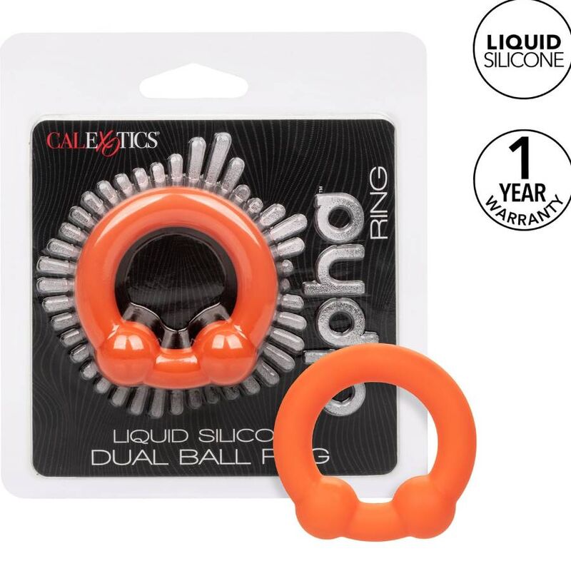 CalExotics Alpha Dual Ball oranžový penisový kroužek bez vibrací