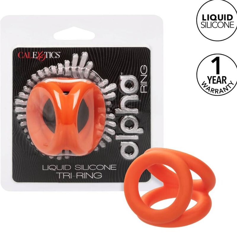 Oranžový penisový kroužek CalExotics Alpha Tri Ring bez vibrací