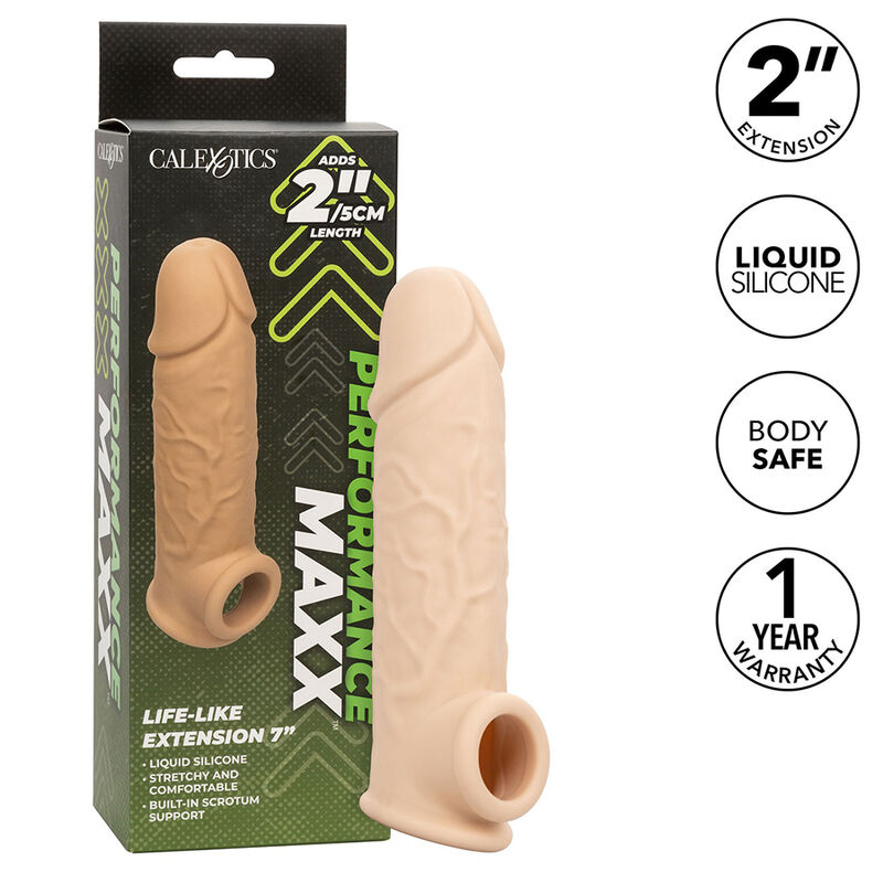 CalExotics Performance Maxx Life Like Extension 7, návlek na penis v tělové barvě