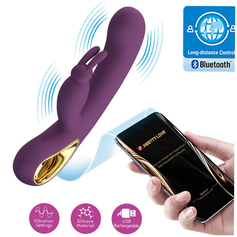 Vibrátor Pretty Love Liam Rabbit s ovládáním přes aplikaci, fialový