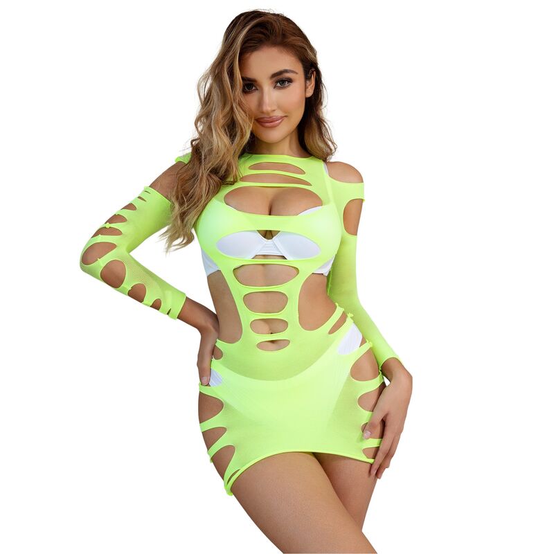 Zelené sexy šaty ze strečové síťoviny SUBBLIME, One Size