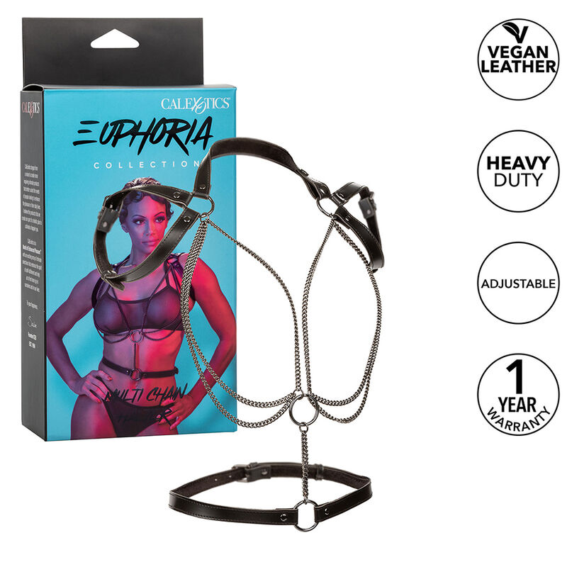 CalExotics Euphoria víceřetízkový bondage postroj s ohlávkovým střihem