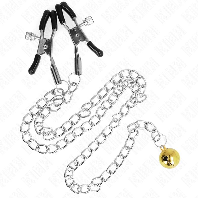 Svorky na bradavky KINK s řetízkem a rolničkou, 30 cm