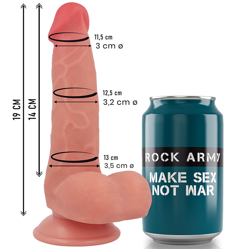 Realistický silikonový dildo ROCK ARMY Fox, 19 cm
