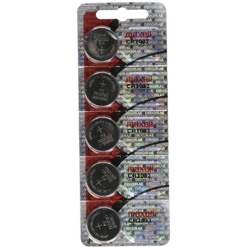 Knoflíkové baterie CR2032 3 V s dlouhou životností, balení 5 kusů pro hodinky a zařízení MAXELL