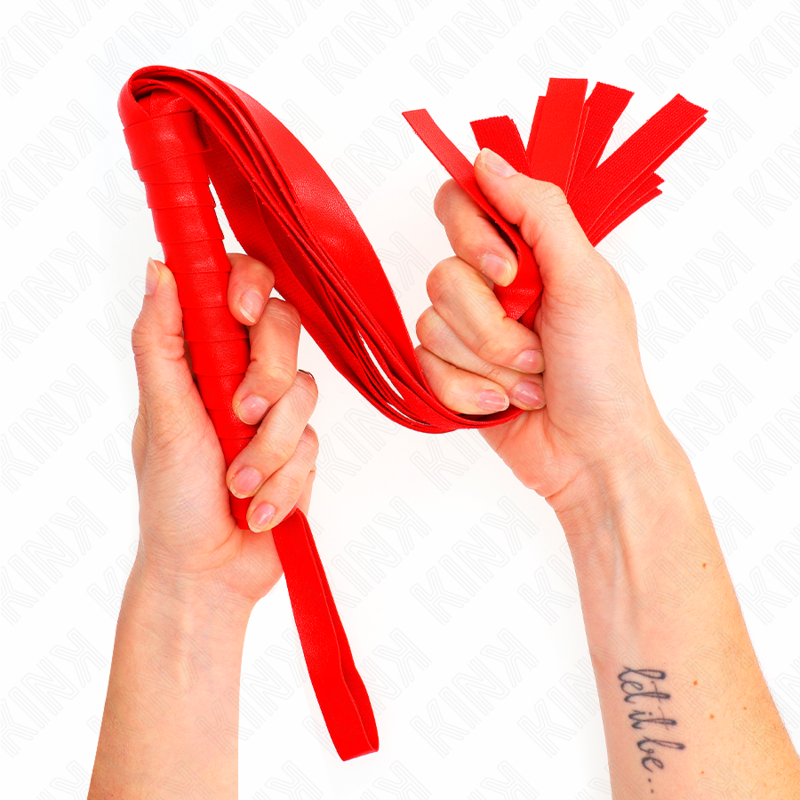 Červený bič KINK se širokými konci, 48,5 cm