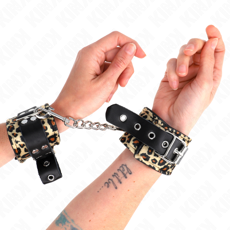 KINK pouta na zápěstí z pravé kůže s leopardím vzorem