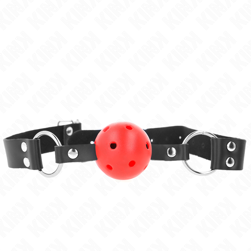 Červený roubík KINK s kuličkou o průměru 4 cm a nastavitelným řemínkem
