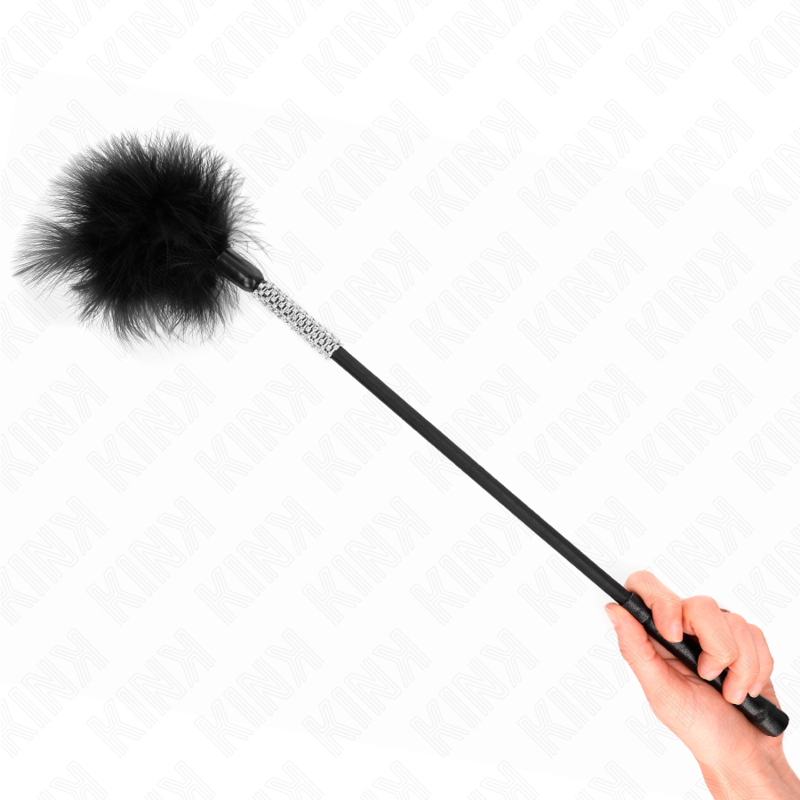 KINK péřové lechtátko s rukojetí zdobenou štrasem, 50 cm