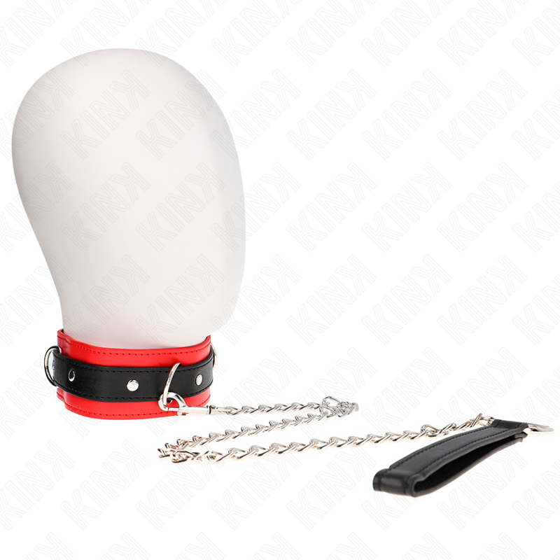 KINK BDSM obojek s vodítkem, červený, model 3