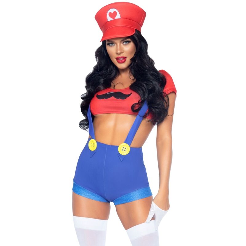 Sexy kostým Leg Avenue ve stylu Mario Bros, červený a modrý, velikost M
