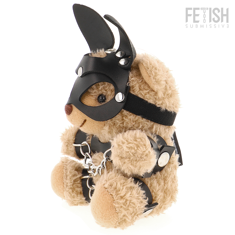 FETISH SUBMISSIVE Mishka plyšák s maskou s králičími oušky