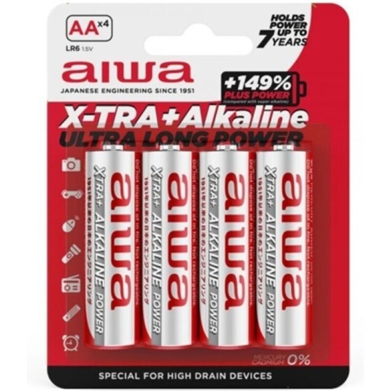 Alkalické baterie AIWA X TRA AA, 4 kusy