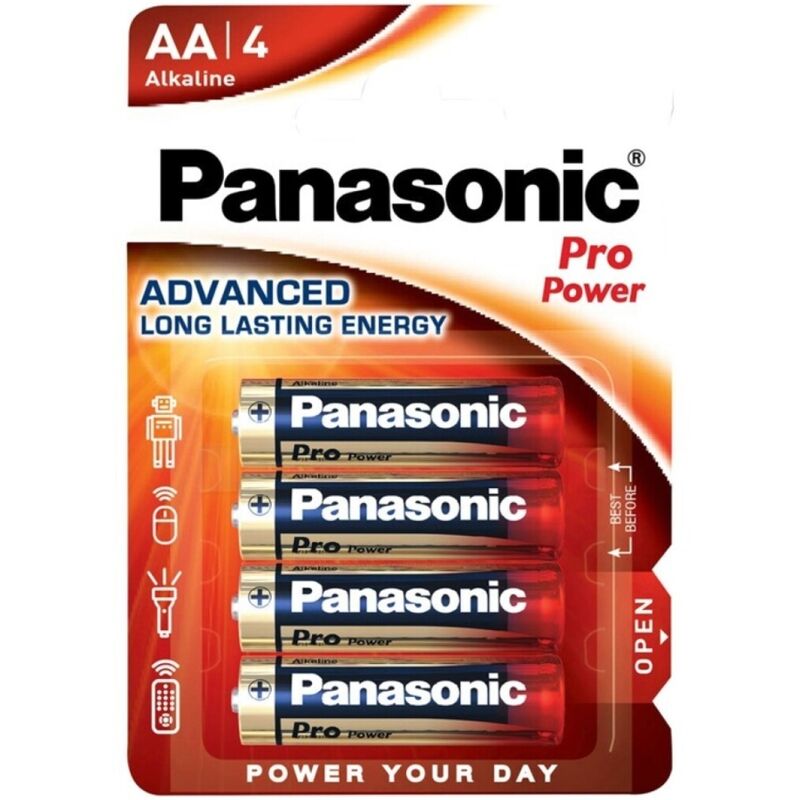 Alkalické baterie AA LR6, balení 4 kusů, vysoký výkon a dlouhá výdrž PANASONIC
