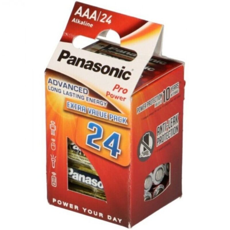 Alkalické baterie AAA, balení 24 ks, dlouhá výdrž pro zařízení PANASONIC
