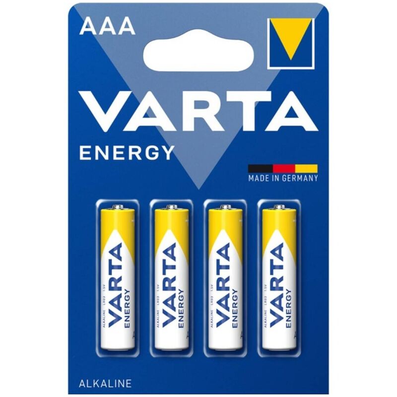 Alkalické baterie AAA, balení 4 kusů, dlouhotrvající energie pro malá zařízení VARTA