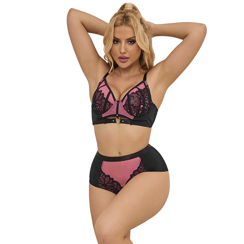 SUBBLIME Set erotického prádla s podprsenkou s efektem push up, krajkou a síťovinou, L/XL