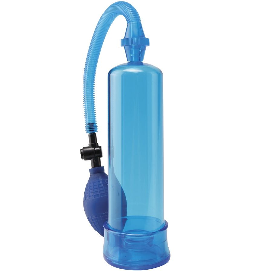 PUMP WORX Beginners Power Pump Clear, modrá pumpa na penis