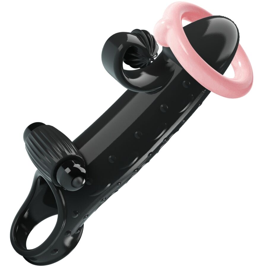 ROMANCE MC64 černý návlek na penis s vibracemi