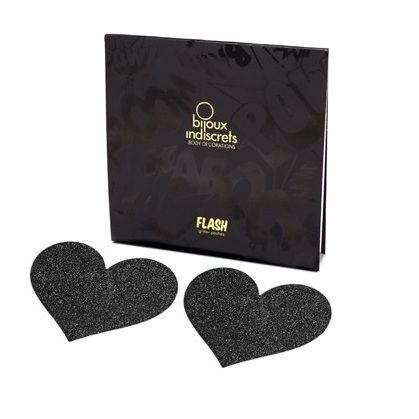 Krycí nálepky na bradavky Bijoux Indiscrets Flash Black Heart