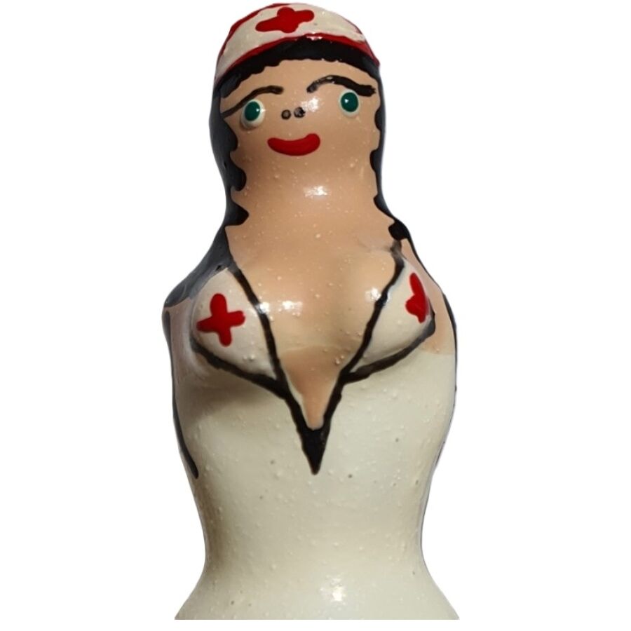 CONDOMERIE Nurse Blond, ručně malovaný dekorativní kondom jako erotický dárek