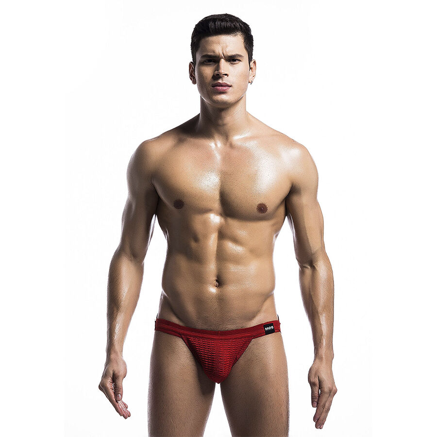 Červené fetish jockstrap plavky z lycry, velikost L, tvarující a pohodlné MOB