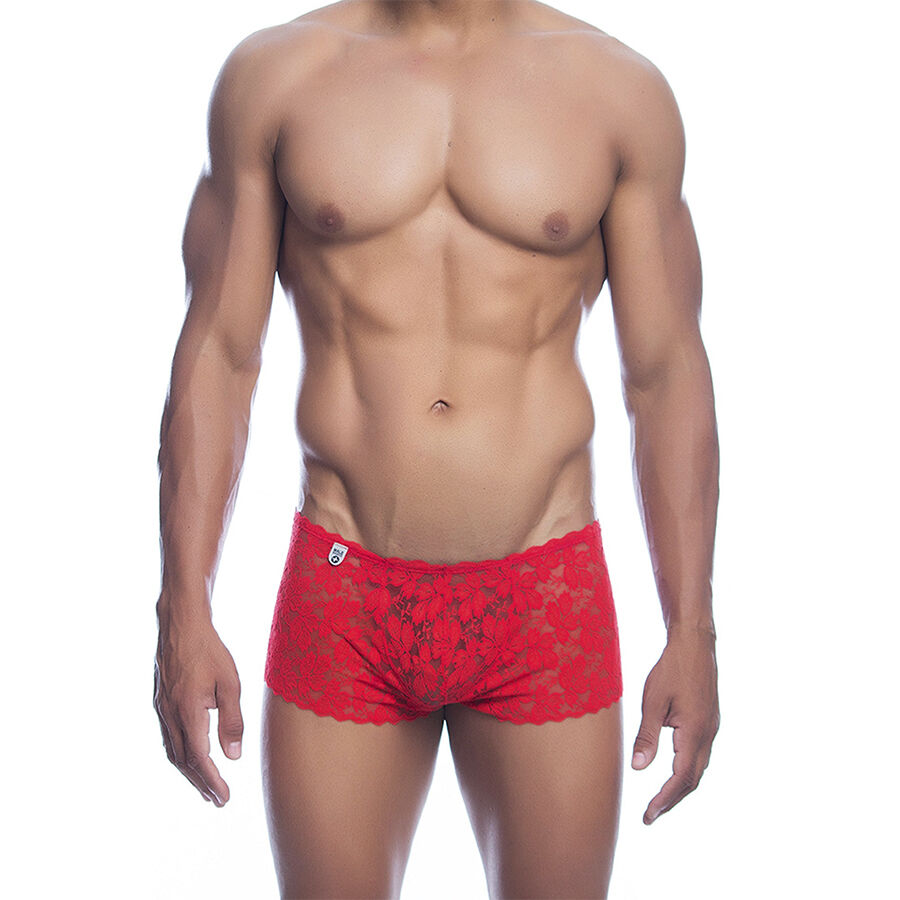 Červené boxerky z průhledné krajky s pružným pasem L XL MOB