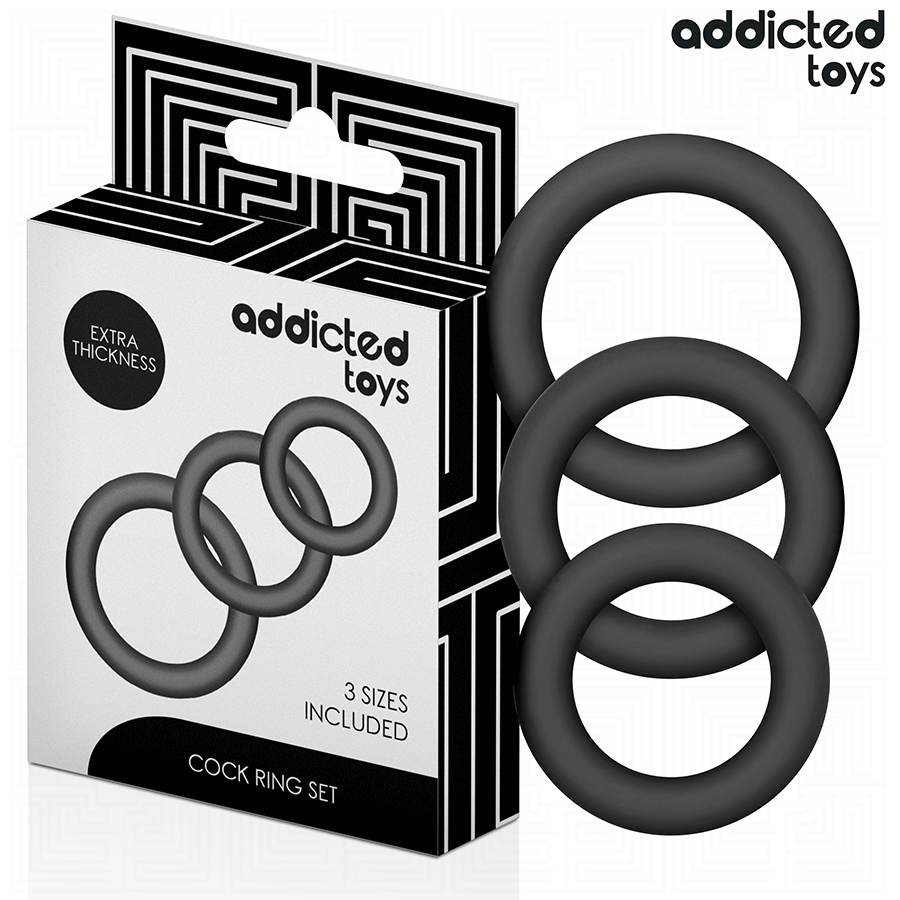 Sada silikonových penisových kroužků ADDICTED TOYS, 3 kroužky, model 1