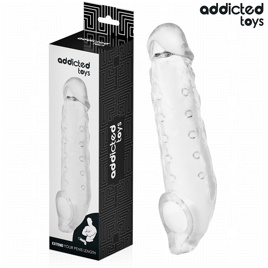 ADDICTED TOYS průhledný návlek na penis, velikost M, 27 cm
