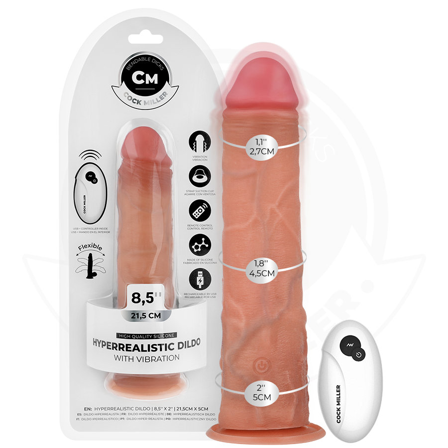 Realistický vibrační dildo s dálkovým ovládáním a přísavkou COCK MILLER