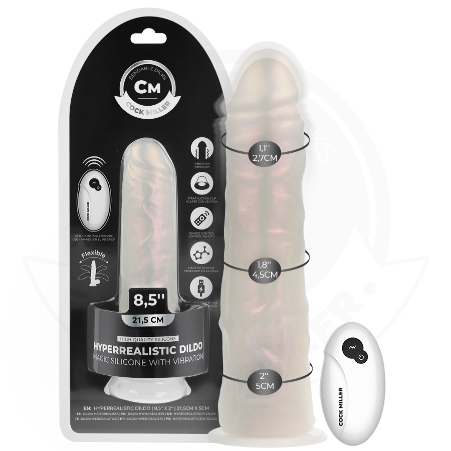 Vibrační silikonové dildo s LED osvětlením a přísavkou pro hlubokou penetraci COCK MILLER
