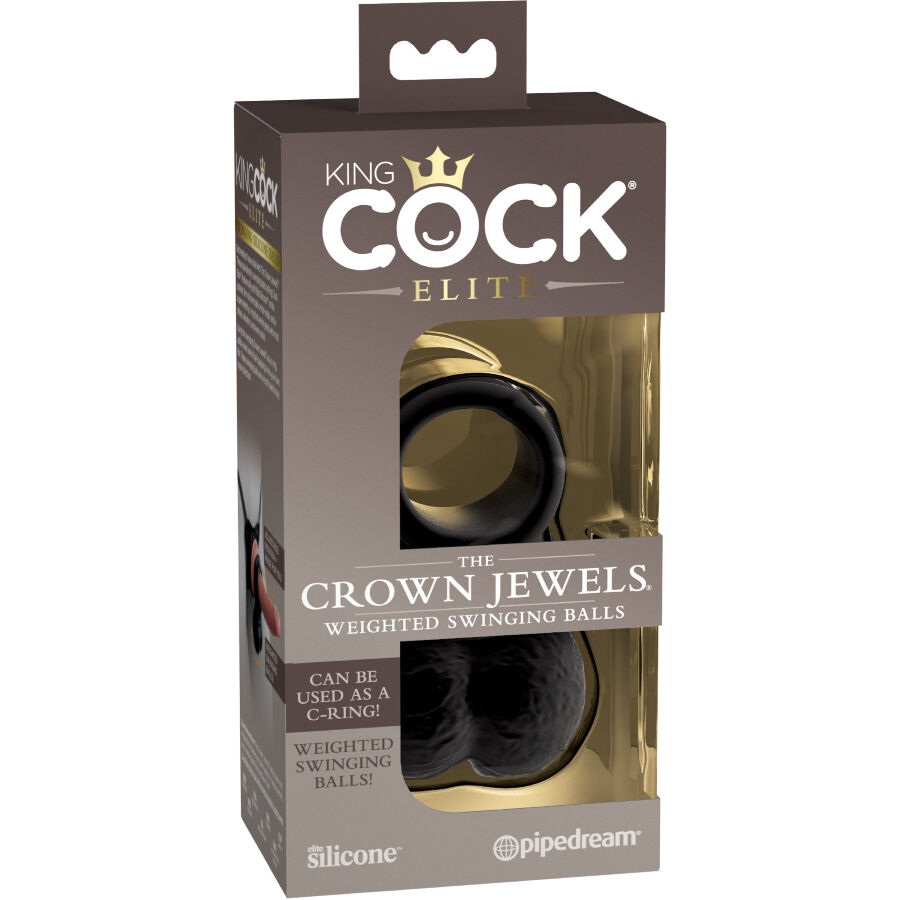 KING COCK The Crown Jewels silikonový erekční kroužek s váženými kuličkami