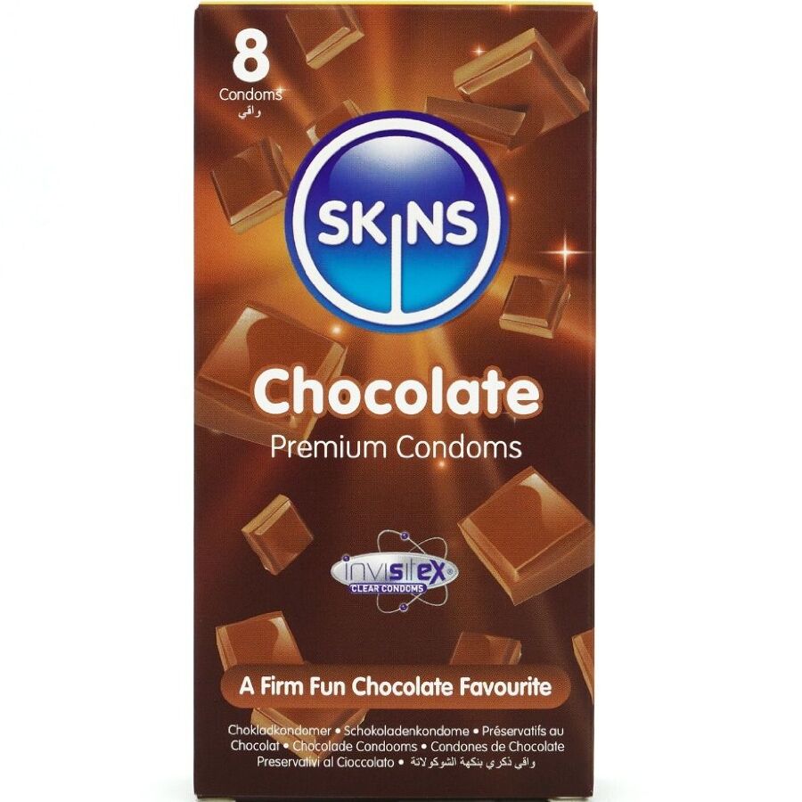 Kondomy s čokoládovou příchutí SKINS, 8 kusů