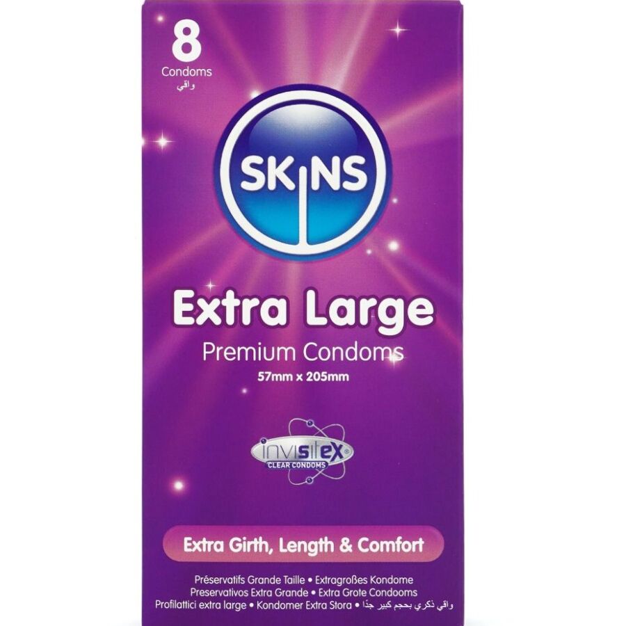 SKINS Extra Large velké kondomy, 8 kusů