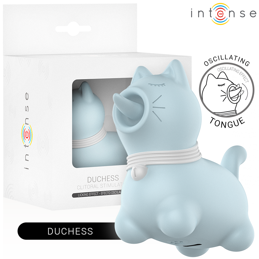 INTENSE Duchess klitorální vibrátor s rotujícím jazykem, modrý