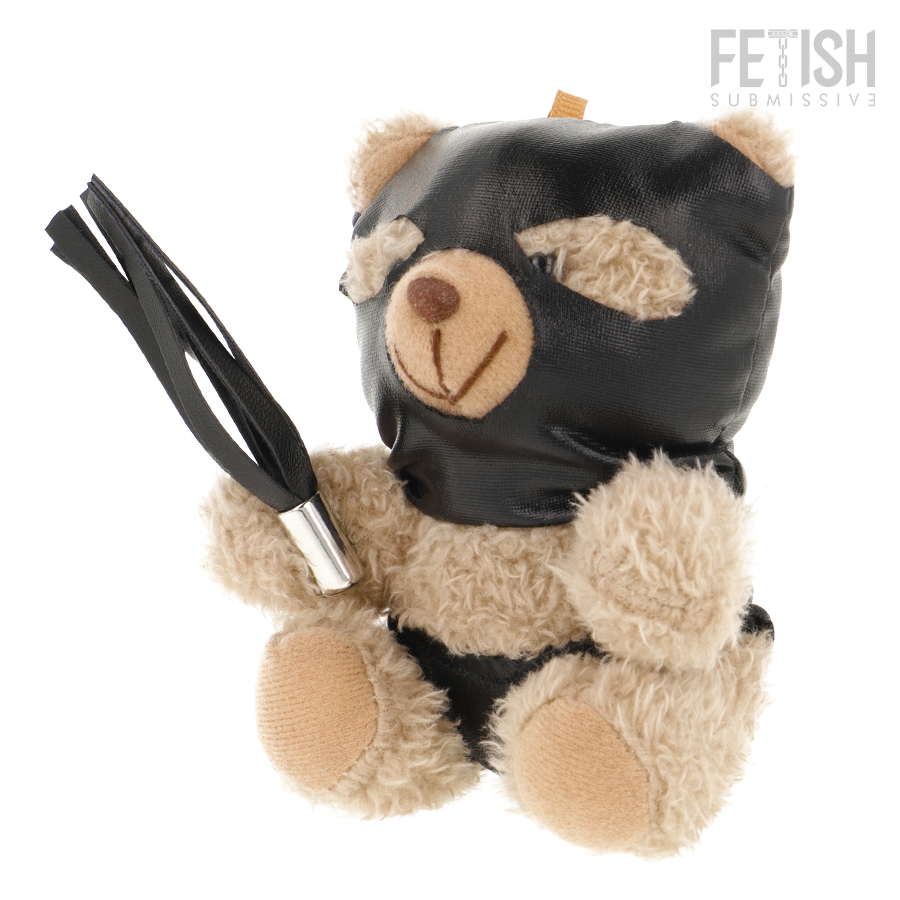 FETISH SUBMISSIVE Luno BDSM plyšový medvídek s maskou a bičíkem