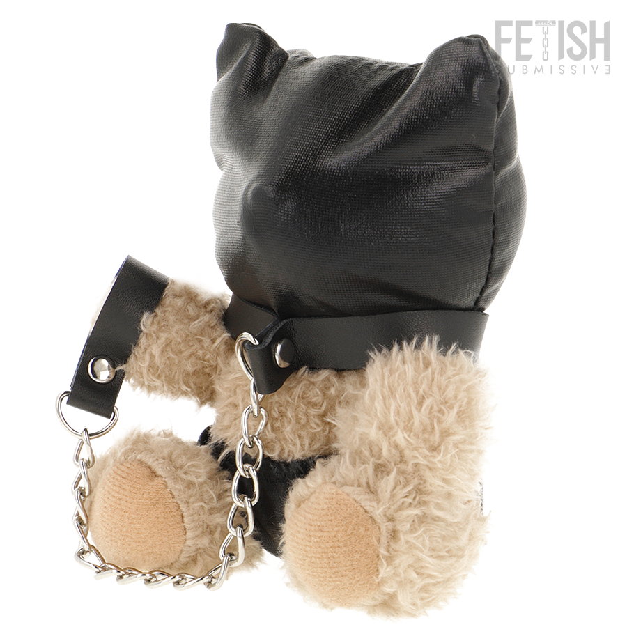 FETISH SUBMISSIVE Momo, plyšový medvídek s kuklou ve stylu bondage